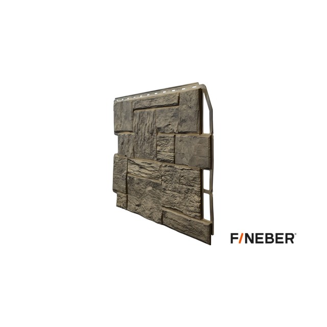 Фасадная панель ПВХ FineBer (Файнбир) Дачный Туф 3D-Facture Дымчатый